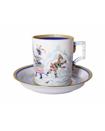 LOMONOSOV IMPERIAL PORCELAIN TEA SET SERVICE WINTER FANS 10 items