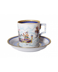 LOMONOSOV IMPERIAL PORCELAIN TEA SET SERVICE WINTER FANS 10 items