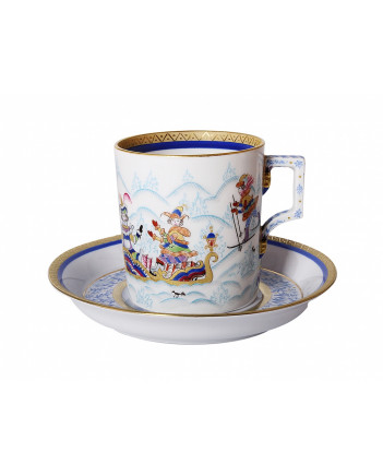 LOMONOSOV IMPERIAL PORCELAIN TEA SET SERVICE WINTER FANS 10 items