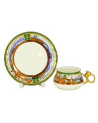 LOMONOSOV IMPERIAL BONE CHINA PORCELAIN ESPRESSO CUP BILIBINA LAKE VILLAGE 180 ml 6.1 oz