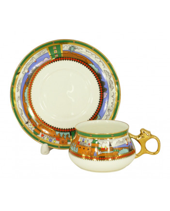 LOMONOSOV IMPERIAL BONE CHINA PORCELAIN ESPRESSO CUP BILIBINA LAKE VILLAGE 180 ml 6.1 oz