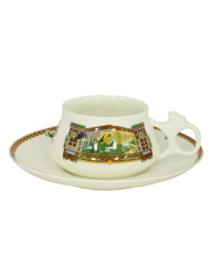 LOMONOSOV IMPERIAL BONE CHINA PORCELAIN ESPRESSO CUP BILIBINA FAIRYTALE LANDSCAPE 180 ml 6.1 oz
