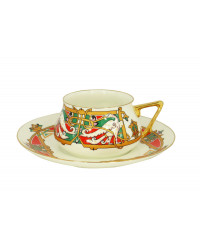 LOMONOSOV IMPERIAL BONE CHINA PORCELAIN ESPRESSO CUP BILIBINA MAGIC BIRDS 180 ml 6.1 oz