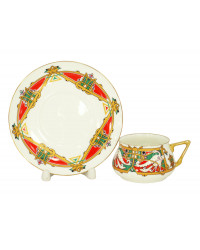 LOMONOSOV IMPERIAL BONE CHINA PORCELAIN ESPRESSO CUP BILIBINA MAGIC BIRDS 180 ml 6.1 oz