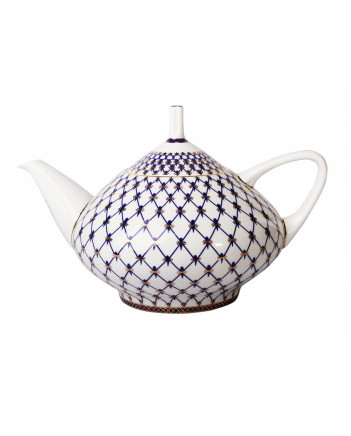 LOMONOSOV IMPERIAL BONE CHINA PORCELAIN TEA SET SERVICE COBALT NET DOME 14 items