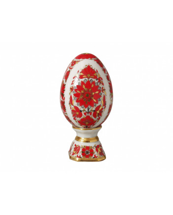 LOMONOSOV IMPERIAL PORCELAIN EASTER EGG ON STAND RUSSIAN PATTERN