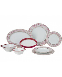 LOMONOSOV IMPERIAL PORCELAIN DINNER SET RED NET 24 items