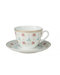 LOMONOSOV IMPERIAL BONE CHINA PORCELAIN TEACUP AND SAUCER SPRING FLOWER WALTZ 230 ML/7.8 OZ