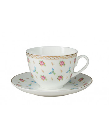 LOMONOSOV IMPERIAL BONE CHINA PORCELAIN TEACUP AND SAUCER SPRING FLOWER WALTZ 230 ML/7.8 OZ
