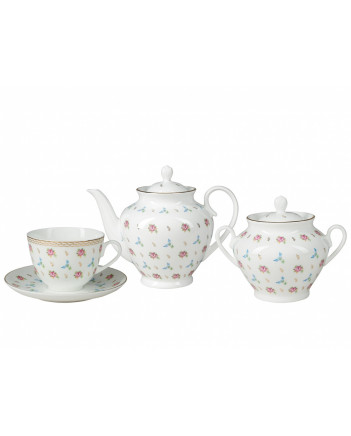 LOMONOSOV IMPERIAL BONE CHINA PORCELAIN TEA SET SERVICE SPRING FLOWER WALTZ 14 items