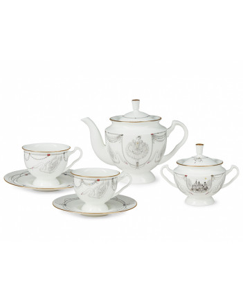 LOMONOSOV IMPERIAL BONE CHINA PORCELAIN TEA SET SERVICE SWAN LAKE 14 items