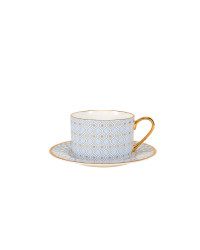 LOMONOSOV IMPERIAL BONE CHINA PORCELAIN TEACUP AND SAUCER IDYLL AZURE v.2 250 Ml/8.5 Fl.Oz