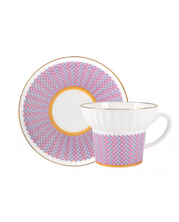 LOMONOSOV IMPERIAL BONE CHINA PORCELAIN ESPRESSO CUP WAVE GEOMETRY #2 155 ml/5.2 fl.oz