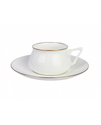 LOMONOSOV IMPERIAL BONE CHINA PORCELAIN ESPRESSO CUP BILIBINA-1 GOLDEN EDGE 180 ml 6.1 oz