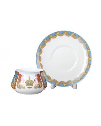 LOMONOSOV IMPERIAL BONE CHINA PORCELAIN ESPRESSO CUP BILIBINA GOLDEN FISH FAIRYTALE 180 ml 6.1 oz