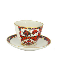 LOMONOSOV IMPERIAL PORCELAIN TEACUP AND SAUCER SPRING RED HORSE 230 ML/7.8 OZ