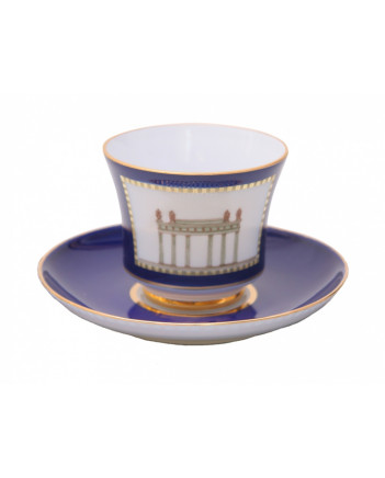 LOMONOSOV IMPERIAL PORCELAIN TEACUP AND SAUCER BANQUET CLASSIC OF PETERSBURG  #1 220 ml 7.4 oz