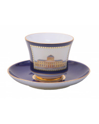 LOMONOSOV IMPERIAL PORCELAIN TEACUP AND SAUCER BANQUET CLASSIC OF PETERSBURG  #3 220 ml 7.4 oz