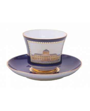 LOMONOSOV IMPERIAL PORCELAIN TEACUP AND SAUCER BANQUET CLASSIC OF PETERSBURG  #3 220 ml 7.4 oz