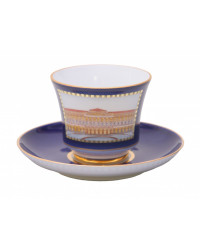 LOMONOSOV IMPERIAL PORCELAIN TEACUP AND SAUCER BANQUET CLASSIC OF PETERSBURG  #4 220 ml 7.4 oz
