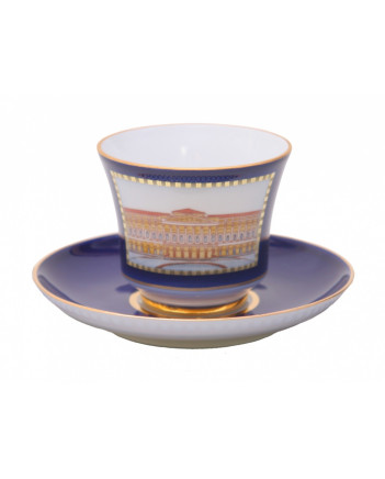 LOMONOSOV IMPERIAL PORCELAIN TEACUP AND SAUCER BANQUET CLASSIC OF PETERSBURG  #4 220 ml 7.4 oz
