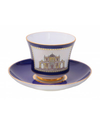 LOMONOSOV IMPERIAL PORCELAIN TEACUP AND SAUCER BANQUET CLASSIC OF PETERSBURG  #5 220 ml 7.4 oz