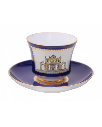 LOMONOSOV IMPERIAL PORCELAIN TEACUP AND SAUCER BANQUET CLASSIC OF PETERSBURG  #5 220 ml 7.4 oz
