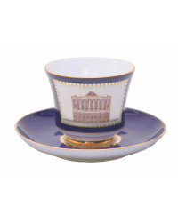 LOMONOSOV IMPERIAL PORCELAIN TEACUP AND SAUCER BANQUET CLASSIC OF PETERSBURG  #6 220 ml 7.4 oz