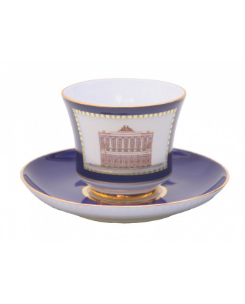 LOMONOSOV IMPERIAL PORCELAIN TEACUP AND SAUCER BANQUET CLASSIC OF PETERSBURG  #6 220 ml 7.4 oz