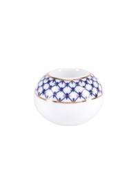 LOMONOSOV IMPERIAL PORCELAIN DECORATIVE ROUND CANDLE TEALIGHT HOLDER COBALT NET