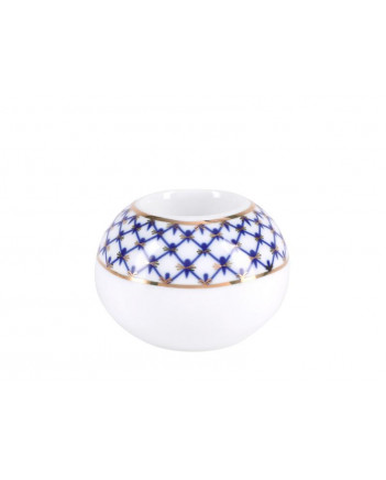 LOMONOSOV IMPERIAL PORCELAIN DECORATIVE ROUND CANDLE TEALIGHT HOLDER COBALT NET