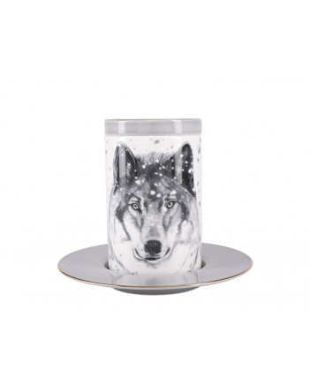 LOMONOSOV IMPERIAL PORCELAIN COFFEE LATTE HOT CHOCOLATE MUG TOTEM ANIMAL WOLF 390 ML/13.2 FL.OZ