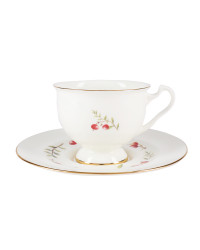 LOMONOSOV IMPERIAL BONE CHINA PORCELAIN ESPRESSO CUP AISEDORA CRANBERRY 240 ml/8.1 fl.oz