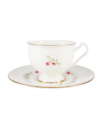 LOMONOSOV IMPERIAL BONE CHINA PORCELAIN ESPRESSO CUP AISEDORA CRANBERRY 240 ml/8.1 fl.oz