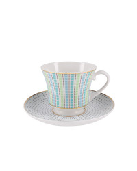 LOMONOSOV IMPERIAL PORCELAIN TEACUP AND SAUCER BANQUET DUBLIN 220 ml 7.4 oz