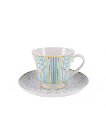 LOMONOSOV IMPERIAL PORCELAIN TEACUP AND SAUCER BANQUET DUBLIN 220 ml 7.4 oz