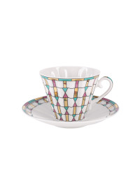 LOMONOSOV IMPERIAL PORCELAIN TEACUP AND SAUCER RADIANT GEOMETRY 235 ML/8 OZ