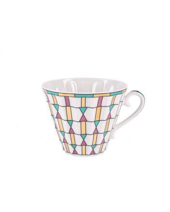 LOMONOSOV IMPERIAL PORCELAIN TEACUP AND SAUCER RADIANT GEOMETRY 235 ML/8 OZ