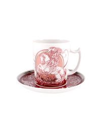 LOMONOSOV IMPERIAL PORCELAIN COVERED STEEP MUG AND SAUCER MEN'S WORLD KNIGHT 380 ml 12.6 oz