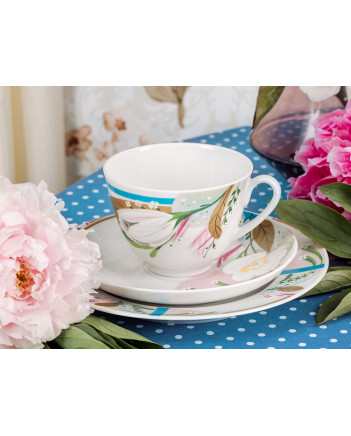 LOMONOSOV IMPERIAL PORCELAIN TEACUP TRIO SPRING AROMA 230 ML/7.8 OZ