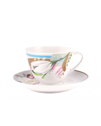 LOMONOSOV IMPERIAL PORCELAIN TEACUP TRIO SPRING AROMA 230 ML/7.8 OZ