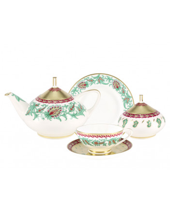 LOMONOSOV IMPERIAL BONE CHINA PORCELAIN TEA SET SERVICE ORIENTAL FLOWER DOME 20 items