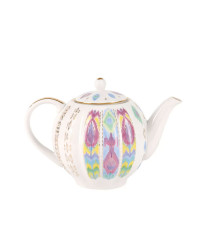 LOMONOSOV IMPERIAL PORCELAIN TEA SET SERVICE TULIP PEACOCK FEATHER 14 items