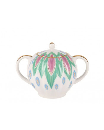 LOMONOSOV IMPERIAL PORCELAIN TEA SET SERVICE TULIP PEACOCK FEATHER 14 items