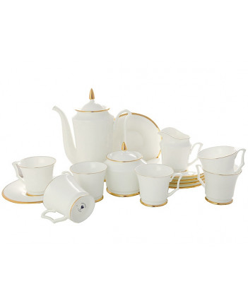 LOMONOSOV IMPERIAL BONE CHINA PORCELAIN COFFEE SET SERVICE GOLDEN EDGE YULIA 15 items