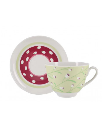 LOMONOSOV IMPERIAL PORCELAIN TEACUP AND SAUCER SPRING BREEZE 230 ML/7.8 OZ