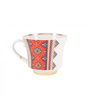 LOMONOSOV IMPERIAL PORCELAIN TEACUP AND SAUCER BANQUET RUSSIAN STYLE # 1 220 ml 7.4 oz
