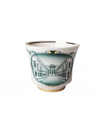 LOMONOSOV IMPERIAL PORCELAIN TEACUP AND SAUCER BANQUET ROSSI STREET 220 ml 7.4 oz