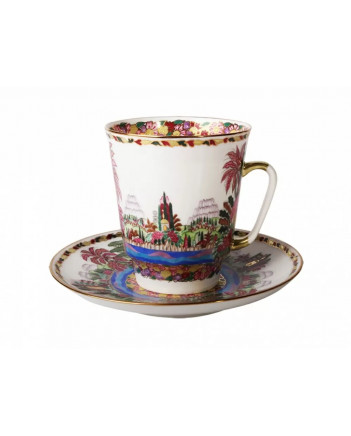 LOMONOSOV IMPERIAL BONE CHINA RARE PORCELAIN ESPRESSO CUP MAY BLUE LAKE 165 ml/5.6 fl.oz