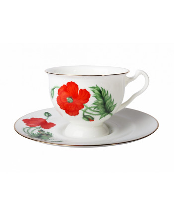 LOMONOSOV IMPERIAL BONE CHINA PORCELAIN TEA CUP AISEDORA RED POPPY 240 ml/8.12 fl.oz